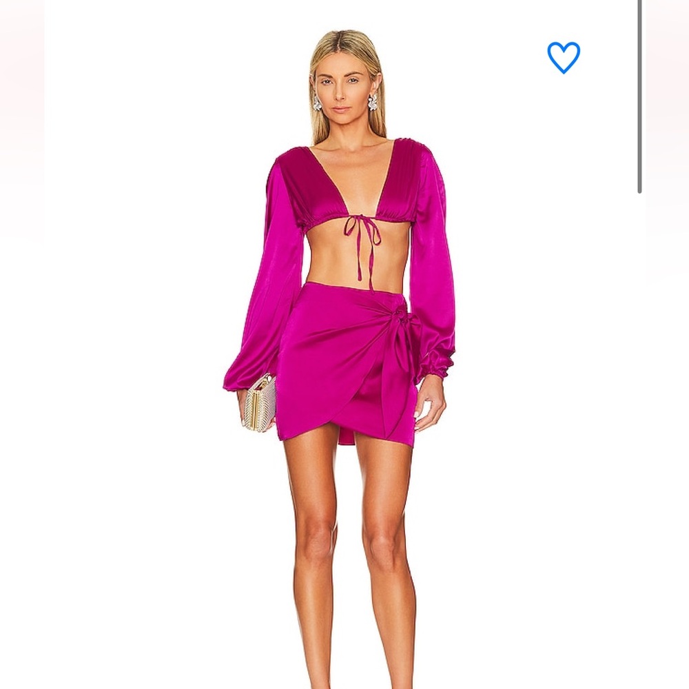 Superdown - Rissa Wrap Skirt Set In Magenta